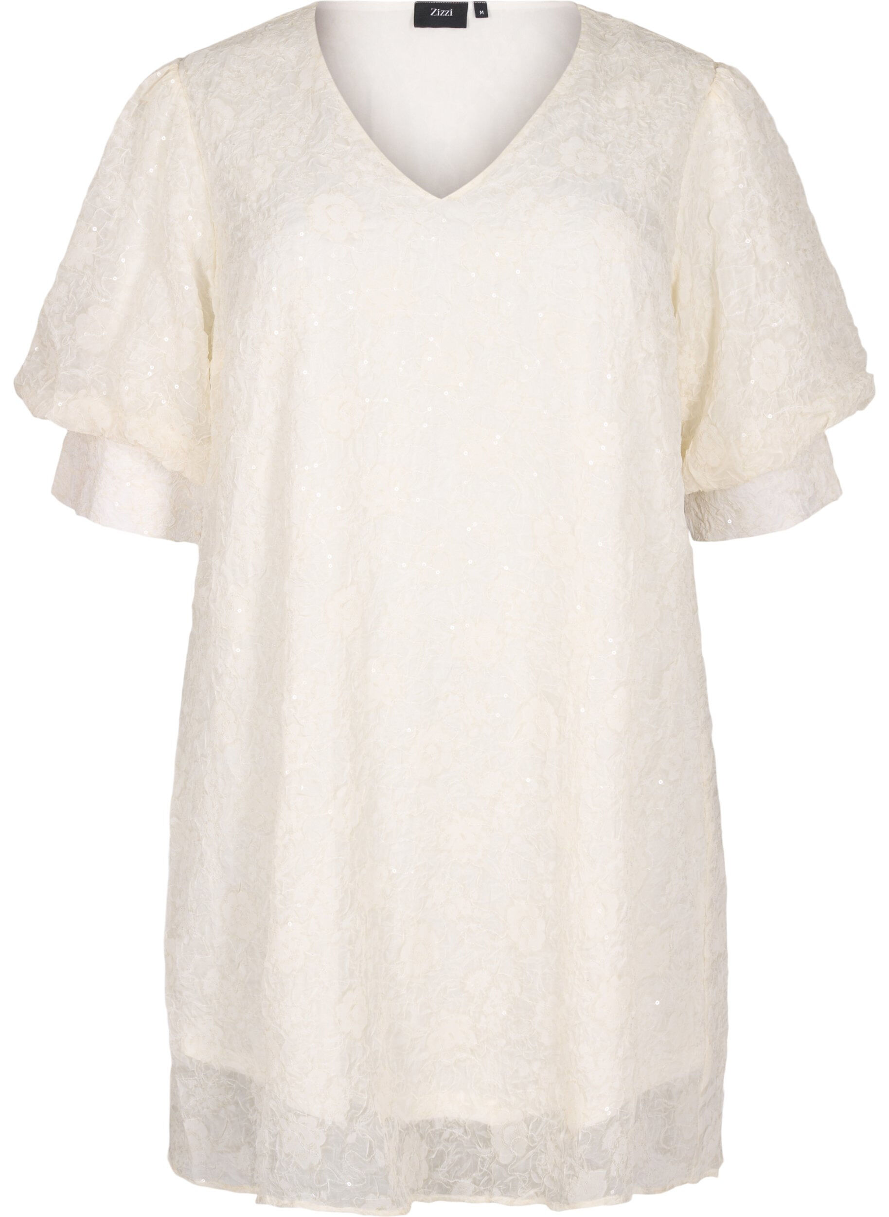 Zizzifashion Short party dress with sequins, Vanilla, Packshot image number 0