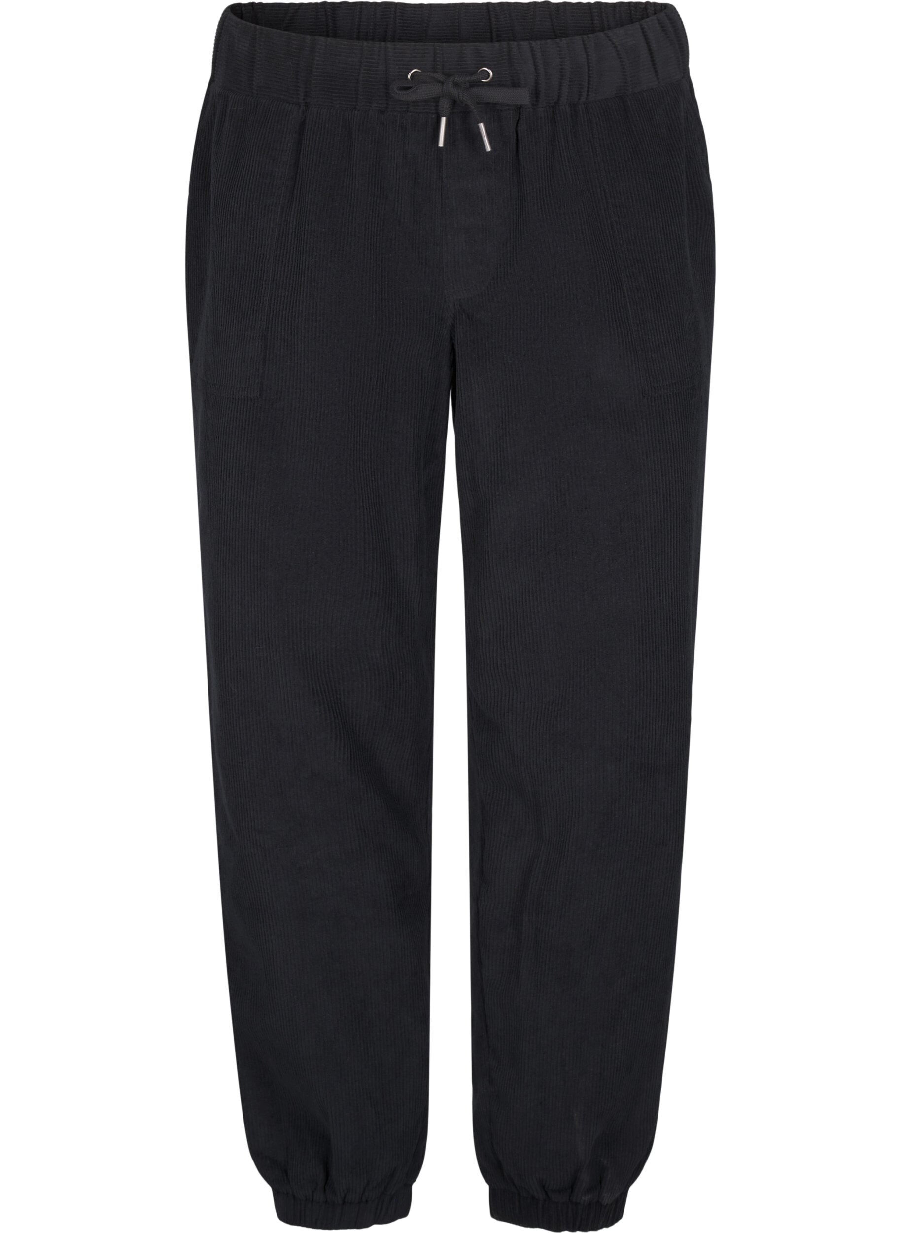 Corduroy trousers with an elastic waistband