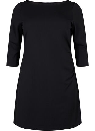 Dress with draping and 3/4 sleeves, Black, Packshot image number 0