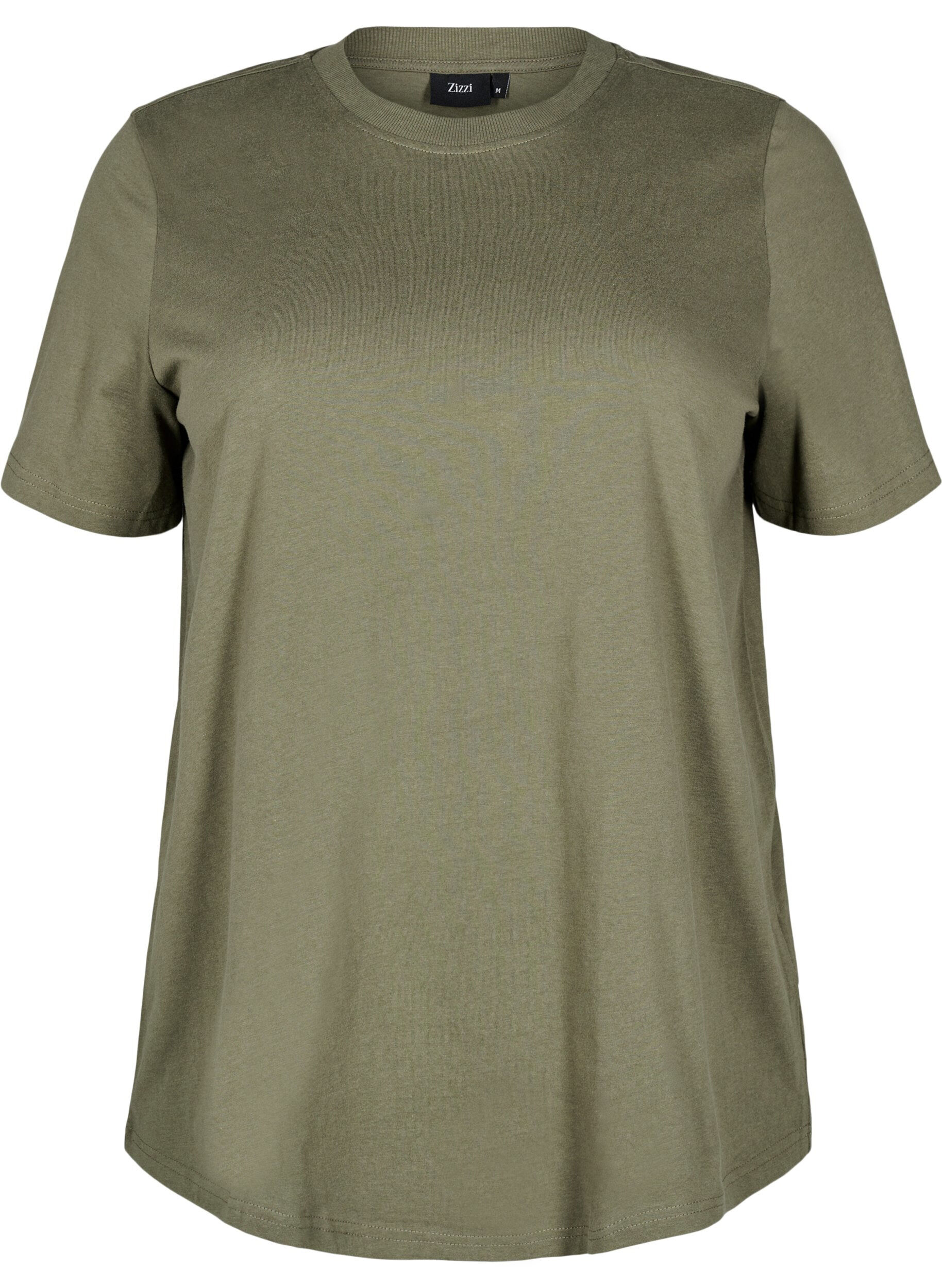 ZizzifashionBasic cotton T-shirt with round neck, Green, Packshot image number 0