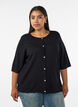 Knit cardigan with heart buttons and short sleeves, Black, Model image number 0