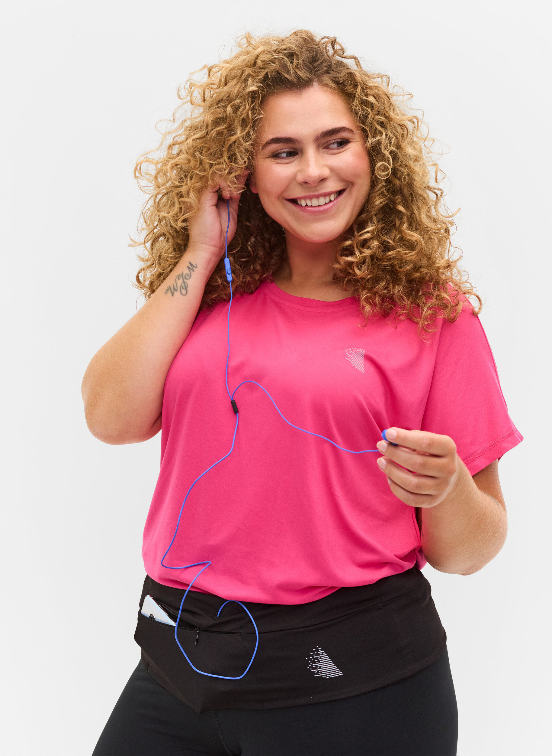 Zizzifashion Reflector running belt with pockets, Black, Model image number 0