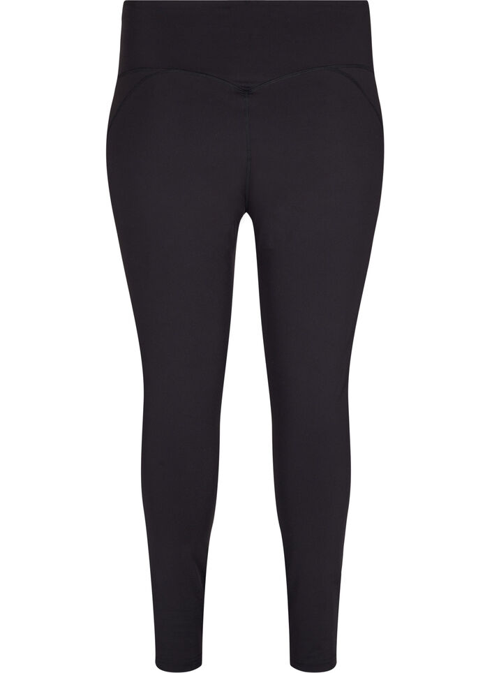 CORE, V-SHAPE DEFINE TIGHTS - Cropped training tights with v-shape back, Black, Packshot image number 1