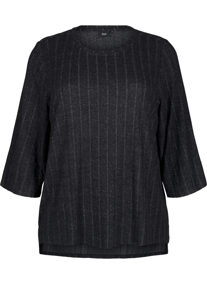 Loose blouse with 3/4 sleeves, Black, Packshot image number 0