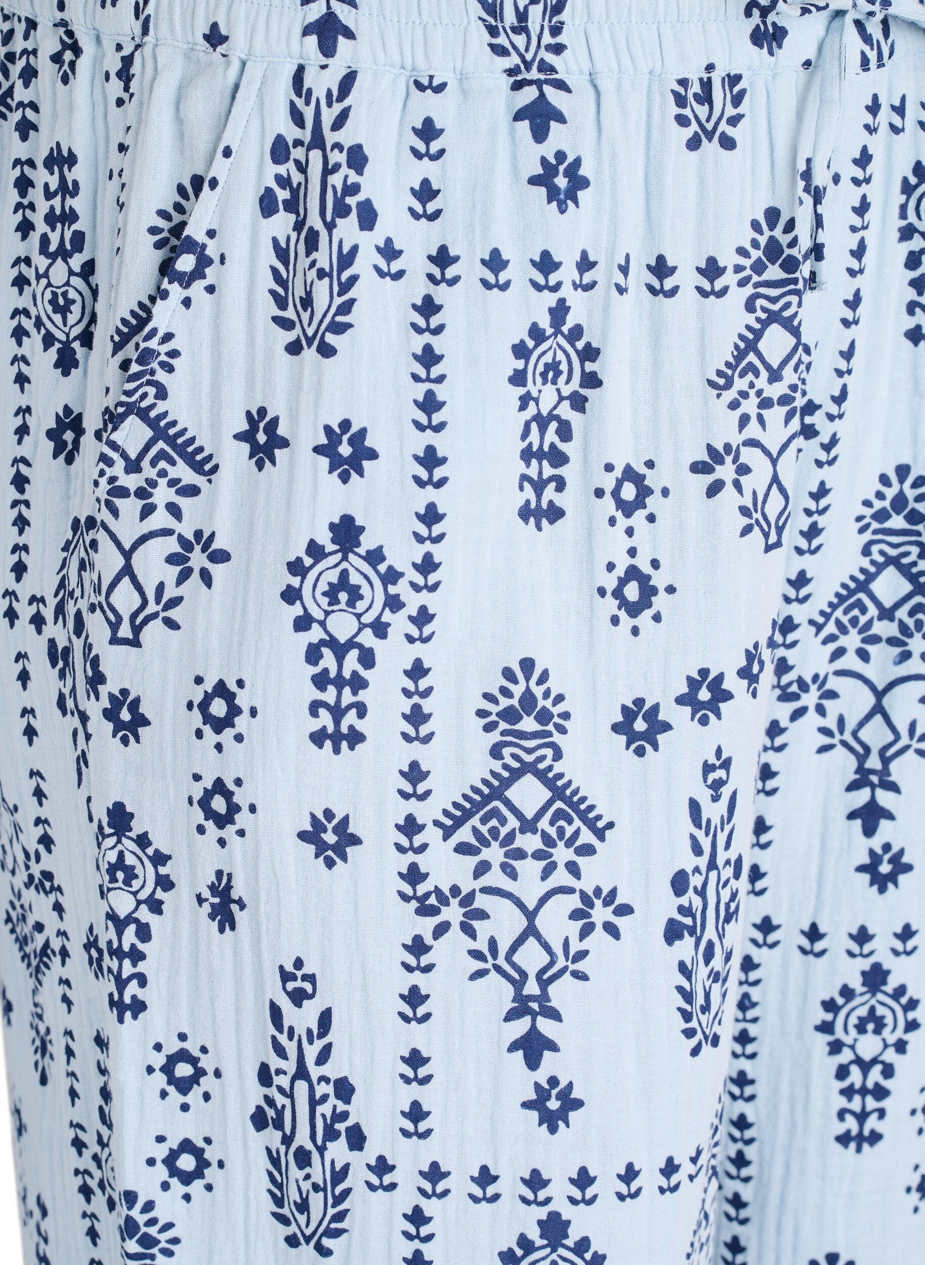 Zizzifashion Loose trousers in cotton muslin with polka dots, Light Blue, Packshot image number 2