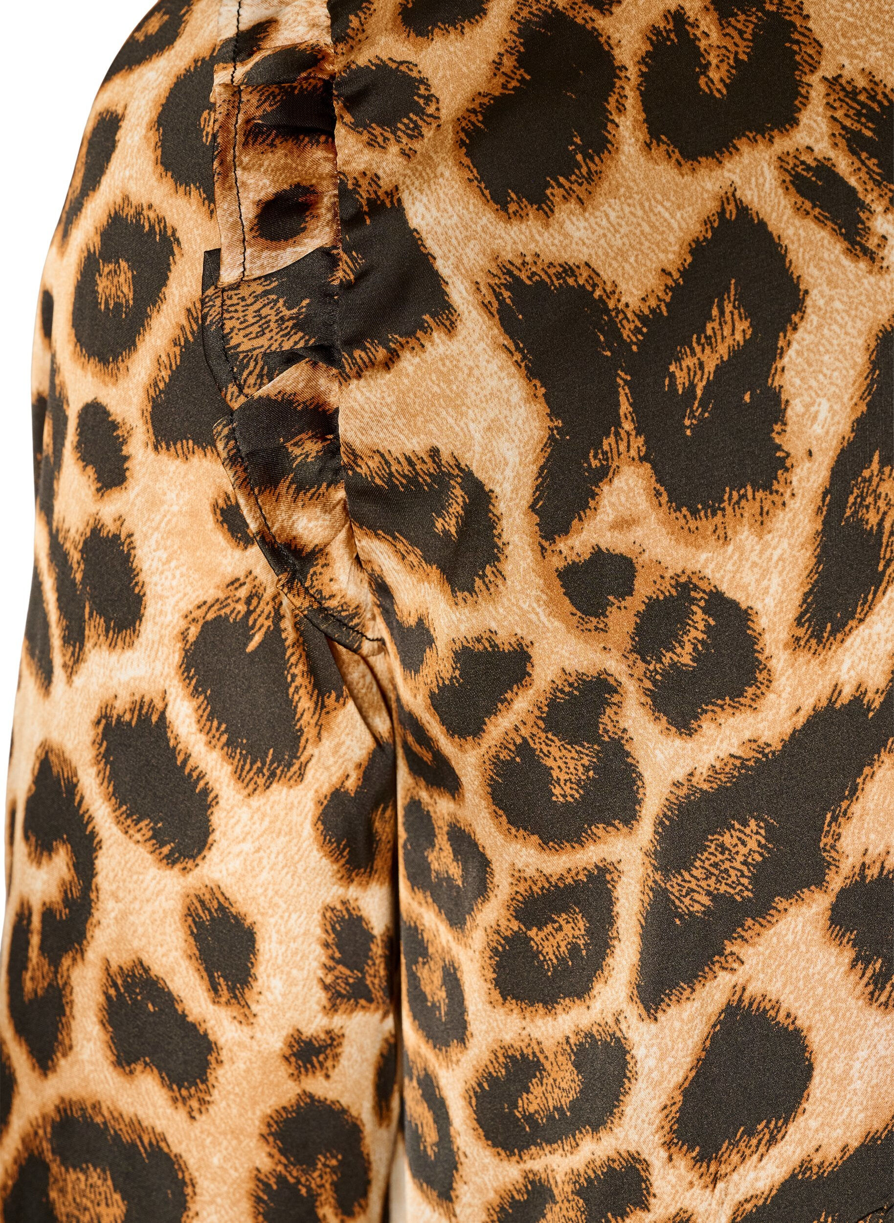 ZizzifashionDress with leopard print and ruffle details, Brown, Packshot image number 3