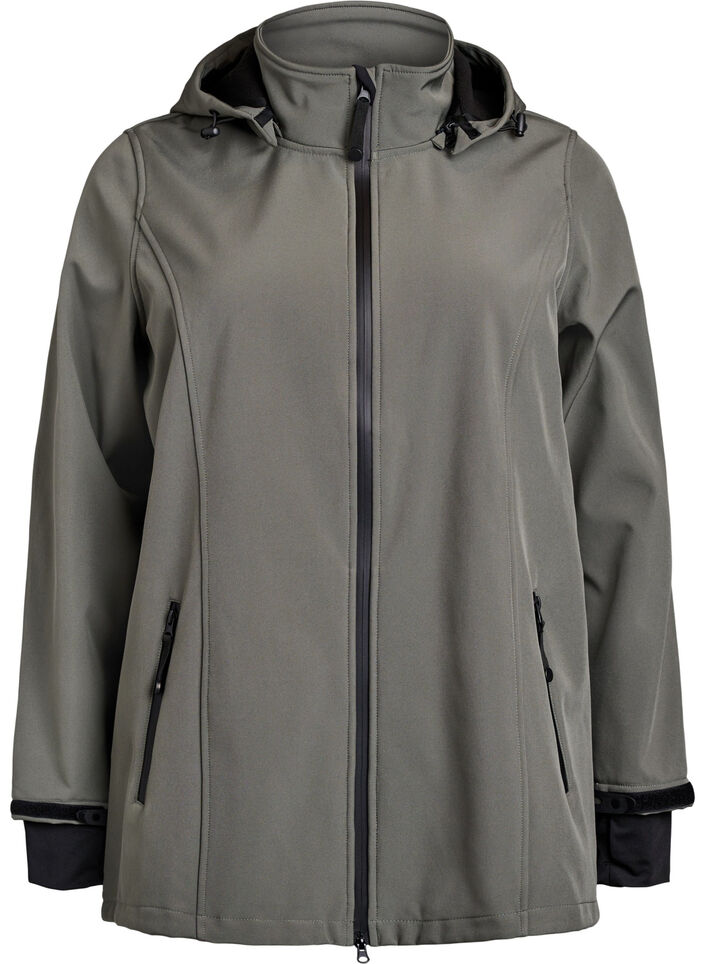 Short softshell jacket with detachable hood, Dark Grey, Packshot image number 0