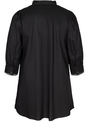 Cotton tunic with 3/4 length sleeves, Black, Packshot image number 1
