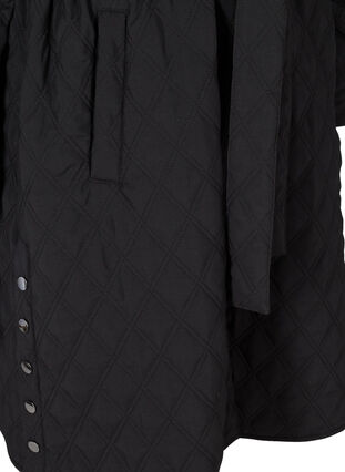 Long quilted jacket with belt, Black, Packshot image number 3