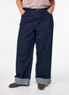 Straight fit jeans with wide legs and turn-ups, Blue, Model image number 2