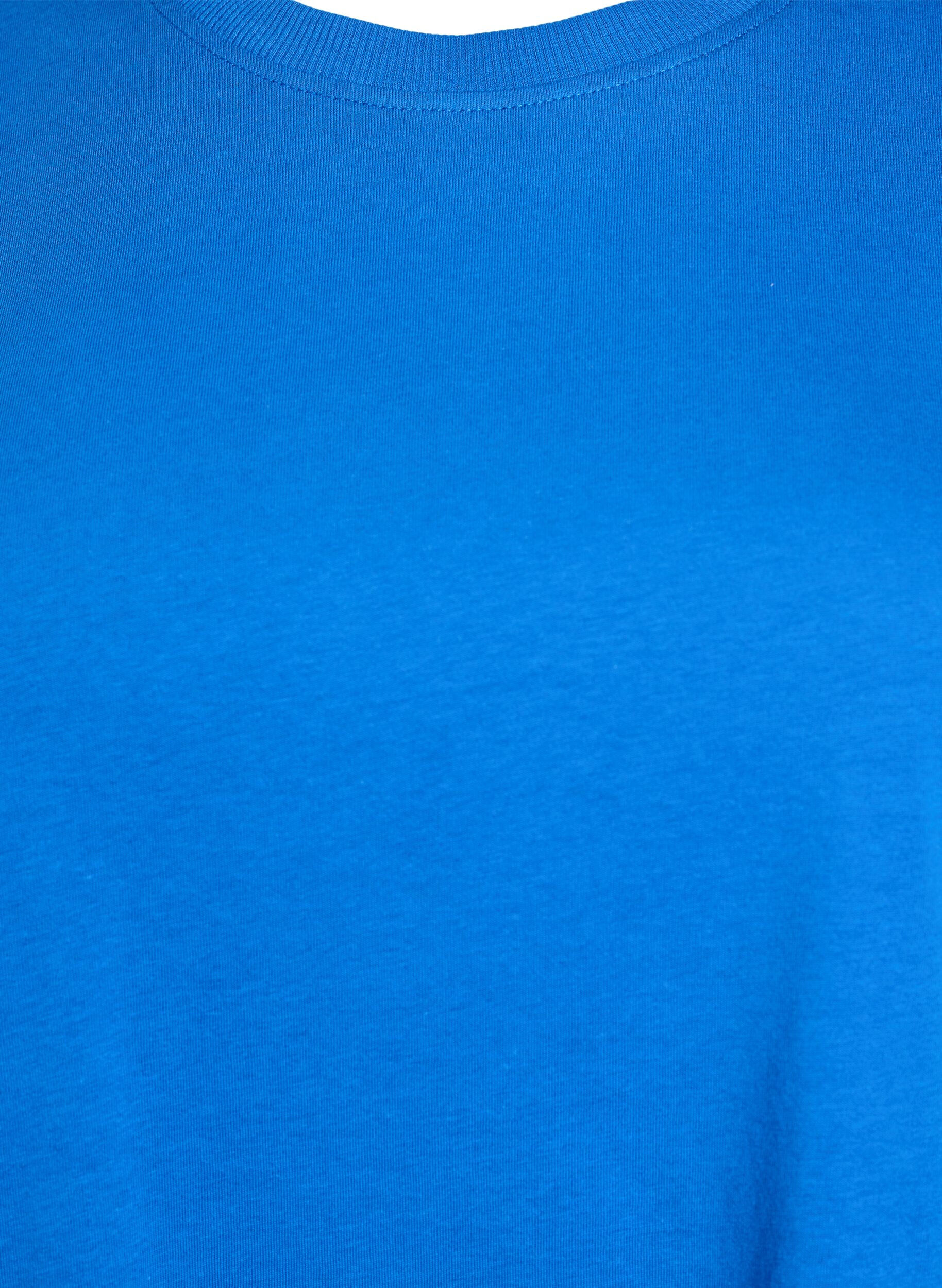 Zizzifashion Basic cotton T-shirt with round neck, Blue, Packshot image number 2