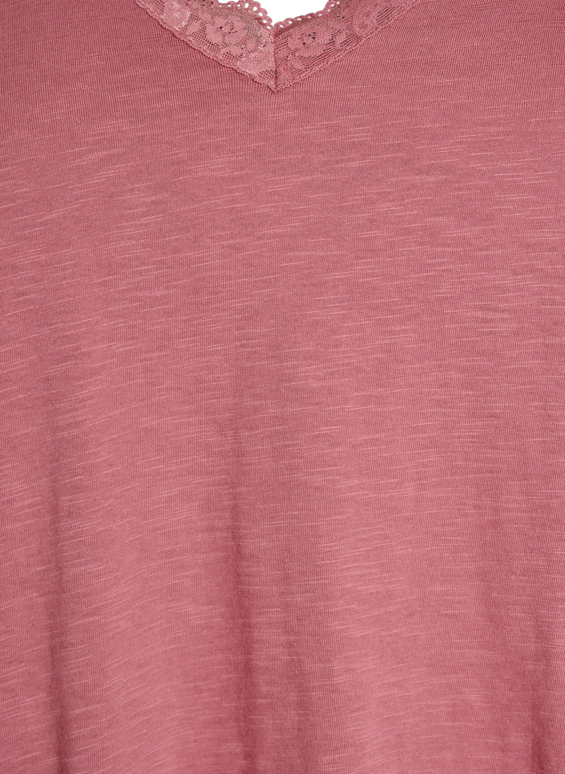 Zizzifashion T-shirt with lace trim, Rose, Packshot image number 2