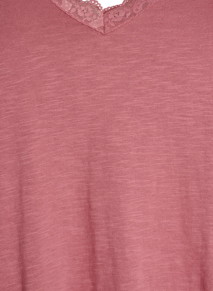 T-shirt with lace trim, Rose, Packshot image number 2