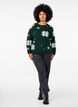 Knitted jumper with snowflakes, Green, Model image number 1