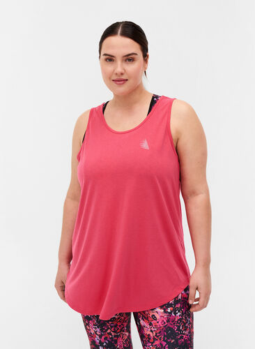 Exercise top with mesh and A-line, Azalea, Model image number 0