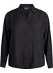 Loose shirt with texture and a V-neck, Black, Packshot image number 0