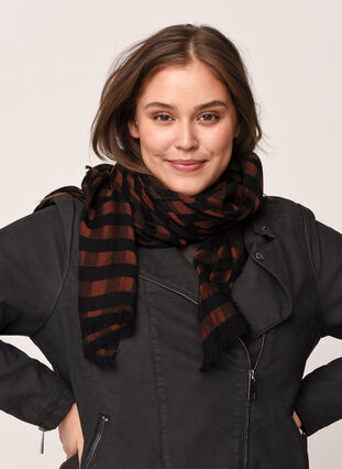 Checked viscose scarf, BLACK/RED CHECK, Model image number 0