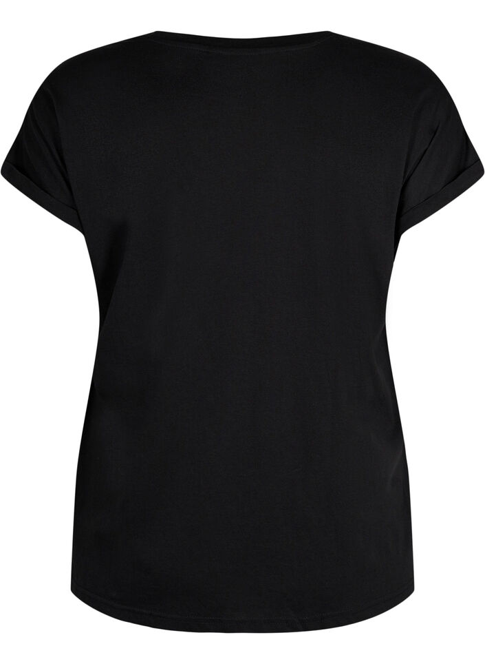 Short-sleeved t-shirt in a cotton blend, Black, Packshot image number 1