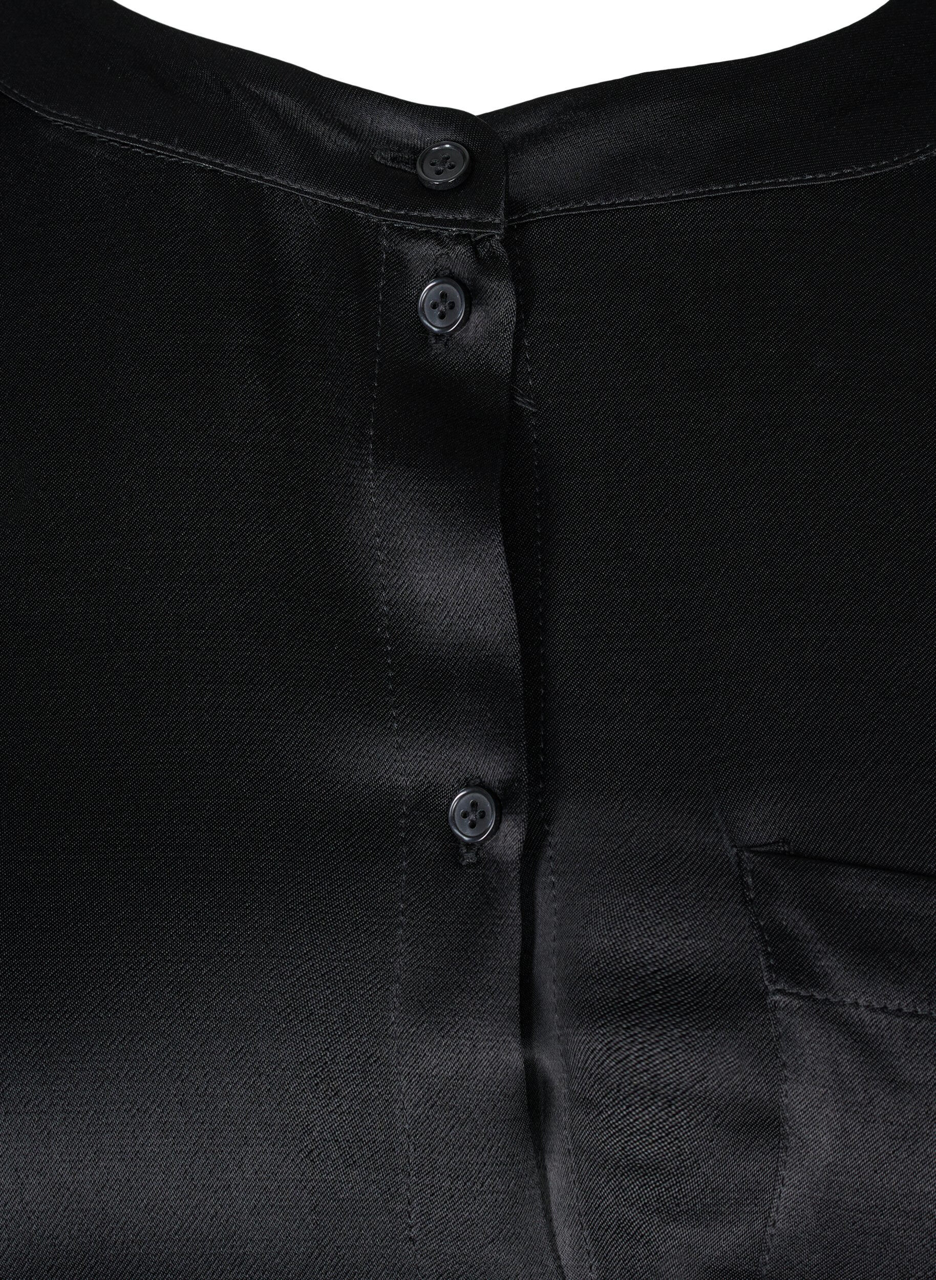 Zizzifashion Long shiny shirt with slit, Black, Packshot image number 2