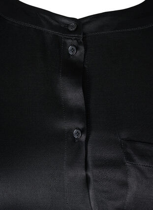 Long shiny shirt with slit, Black, Packshot image number 2