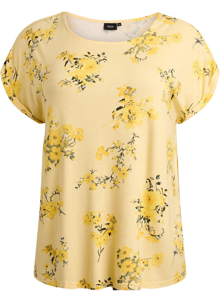 T-shirt with floral print, Yellow, Packshot image number 0