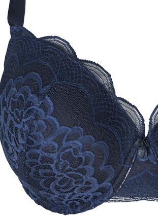 Lace Alma bra with underwiring, Navy Blazer, Packshot image number 2