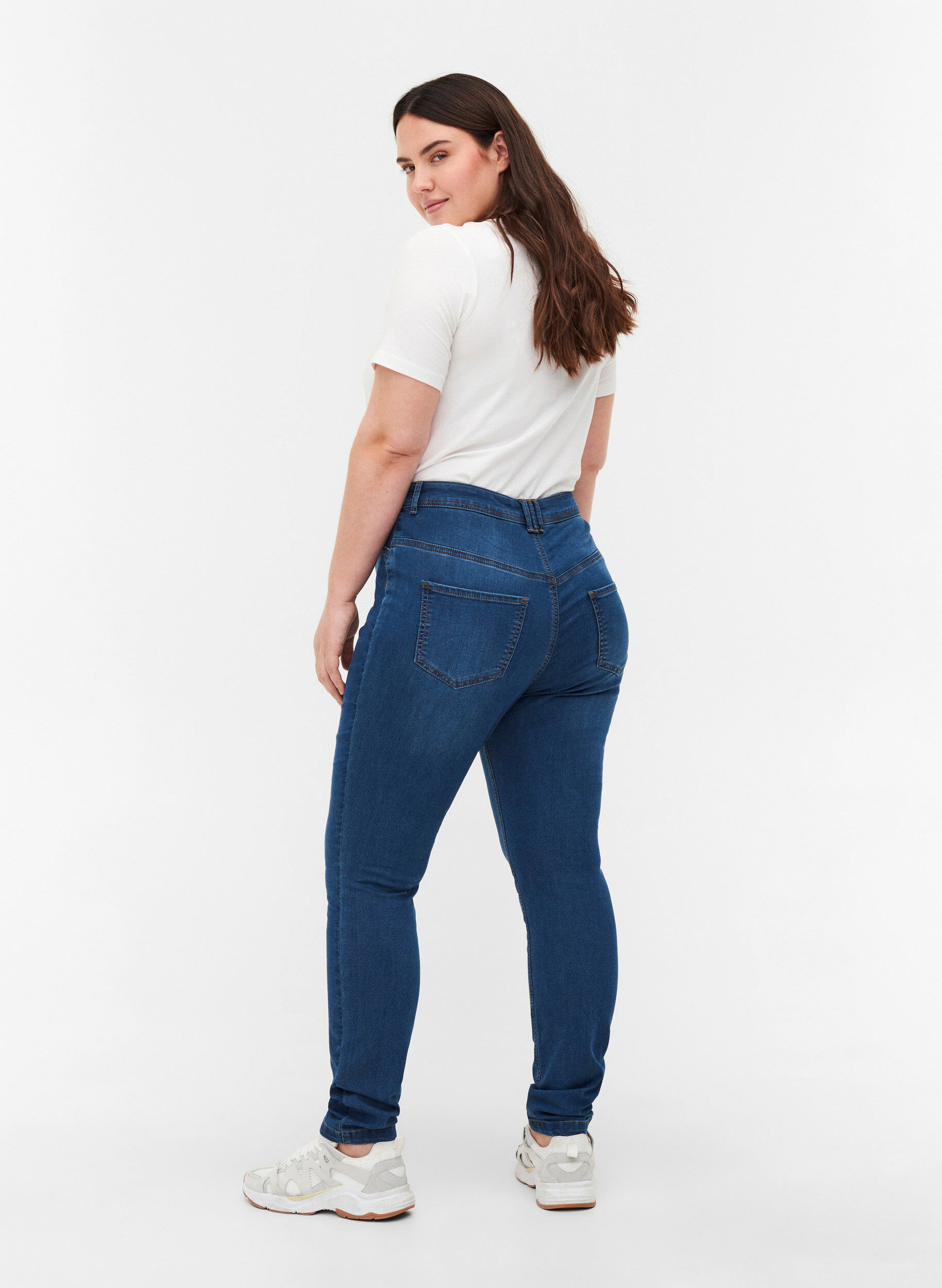 Zizzifashion Extra slim fit Amy jeans with a high waist, Blue, Model image number 2