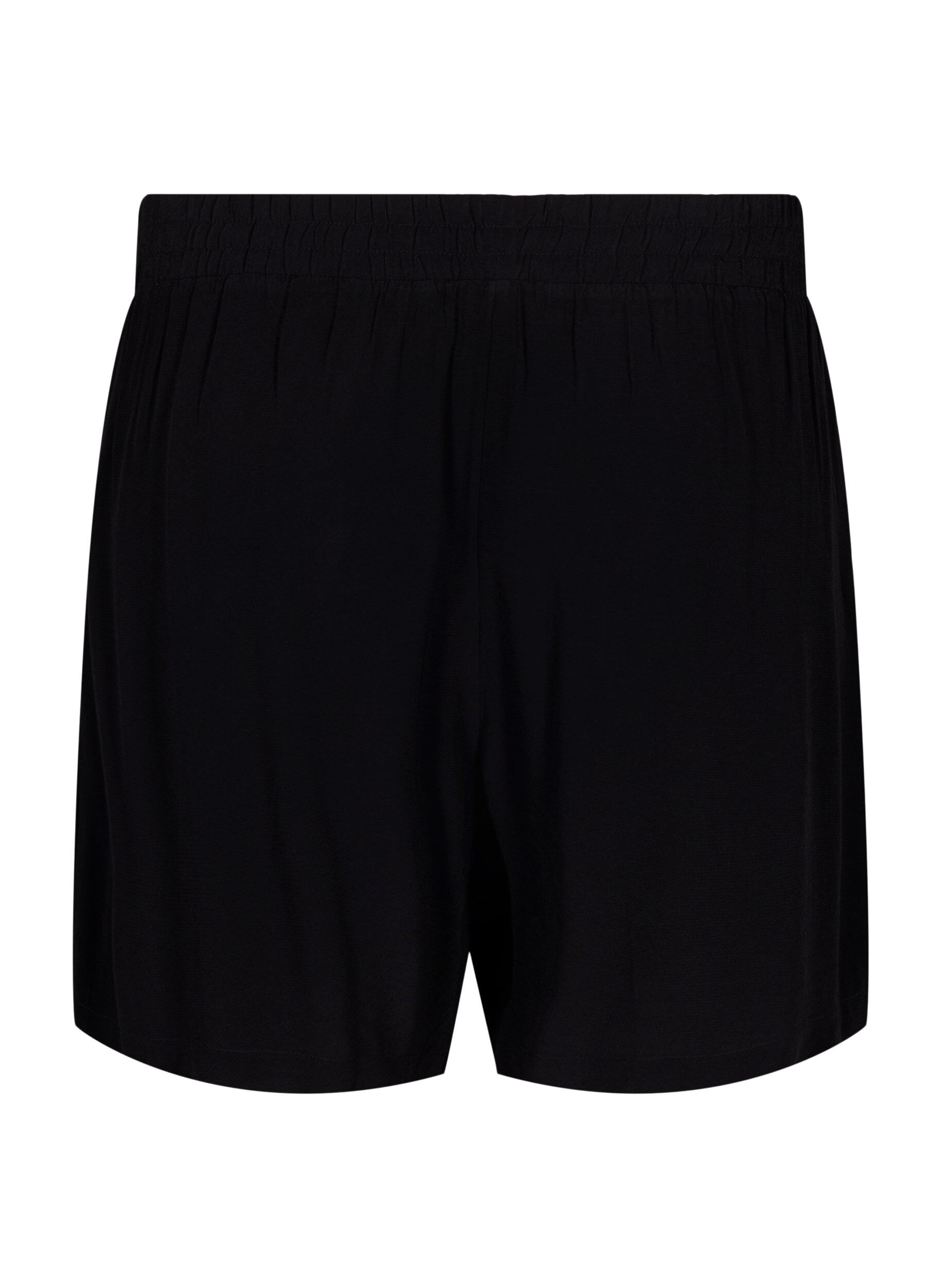 Zizzifashion Loose-fitting shorts in viscose, Black, Packshot image number 1