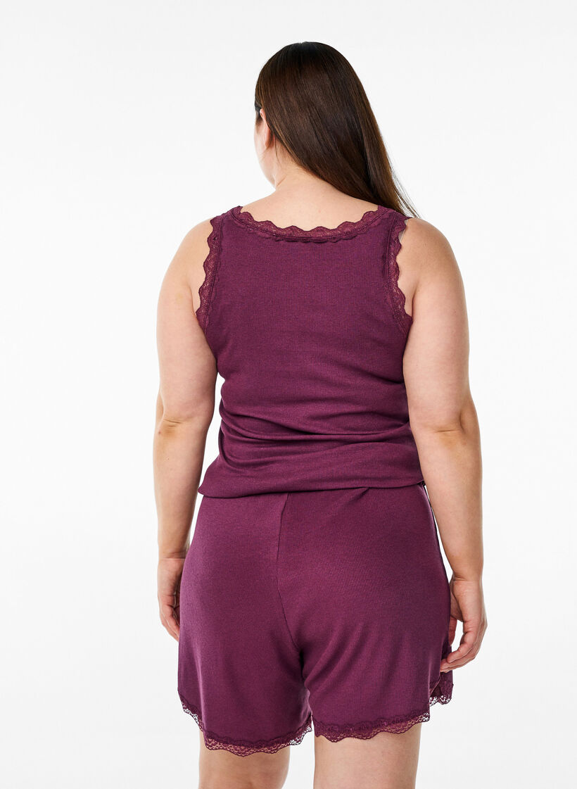 Top with lace trim, Dark Bordeaux, Model image number 2