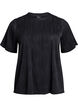Blouse with short sleeves and a wavy texture, Black, Packshot image number 0