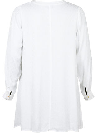 Viscose tunic with tone-on-tone pattern, Bright White, Packshot image number 1