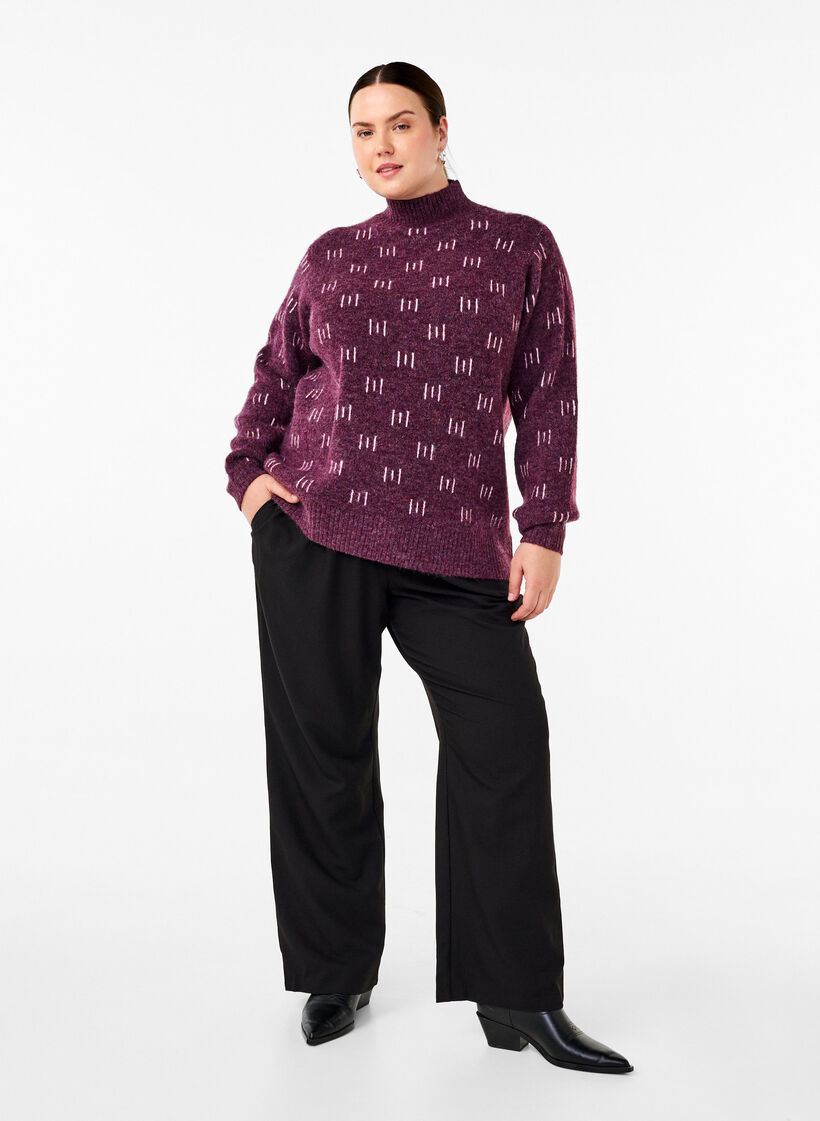 Knitted blouse with pattern and high neck, Potent P. Mel. Comb, Model image number 2