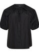 Shirt blouse with button fastening and tie-belt, Black, Packshot image number 0