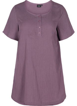 Short-sleeved cotton tunic, Vintage Violet, Packshot image number 0