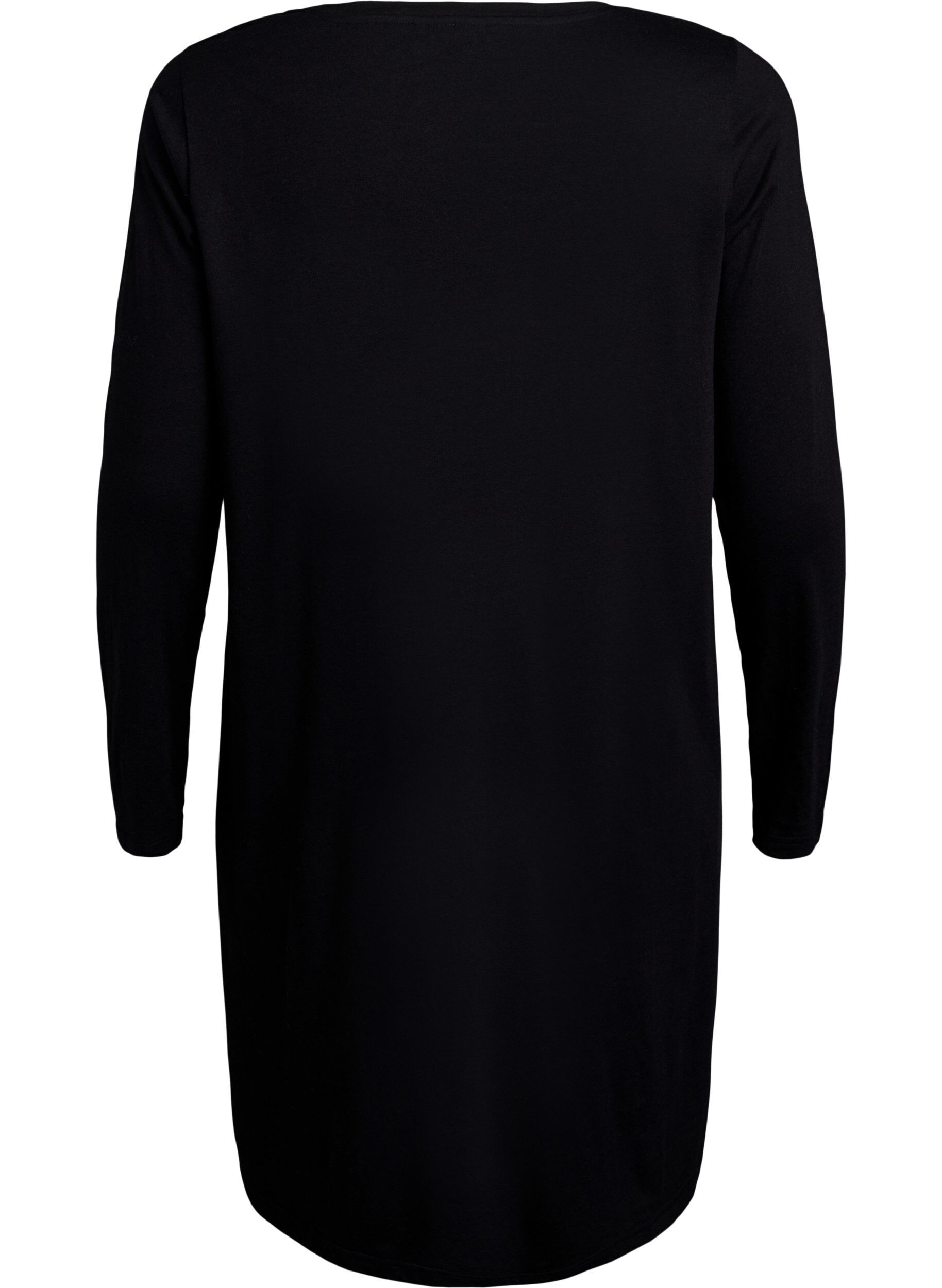 Zizzifashion Long-sleeved nightgown in organic cotton, Black, Packshot image number 1