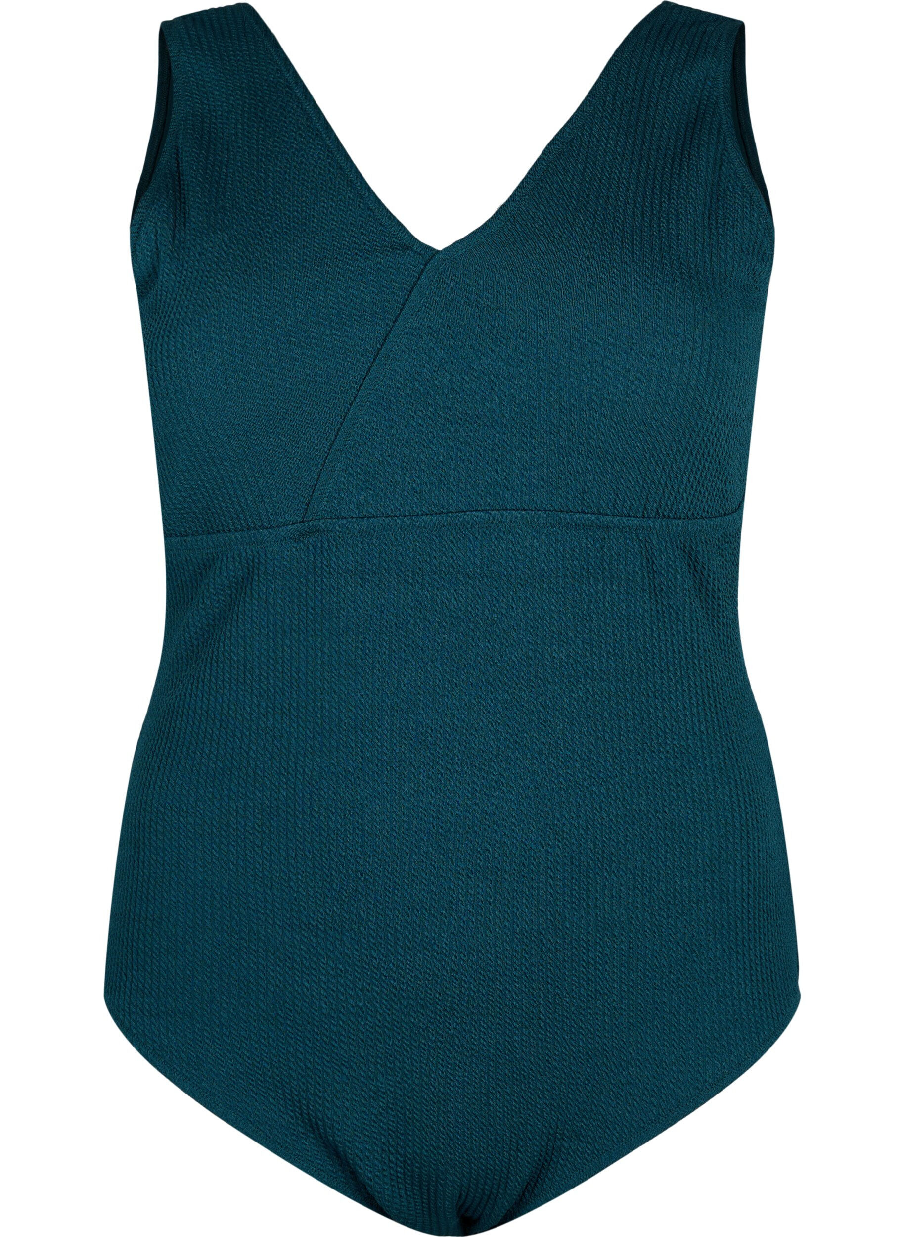 Zizzifashion Swimsuit with crepe texture and wrap effect, Dark Sea, Packshot image number 0