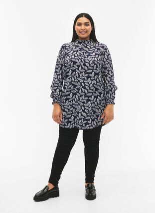 Tunic with smock, Navy Leaf, Model image number 2