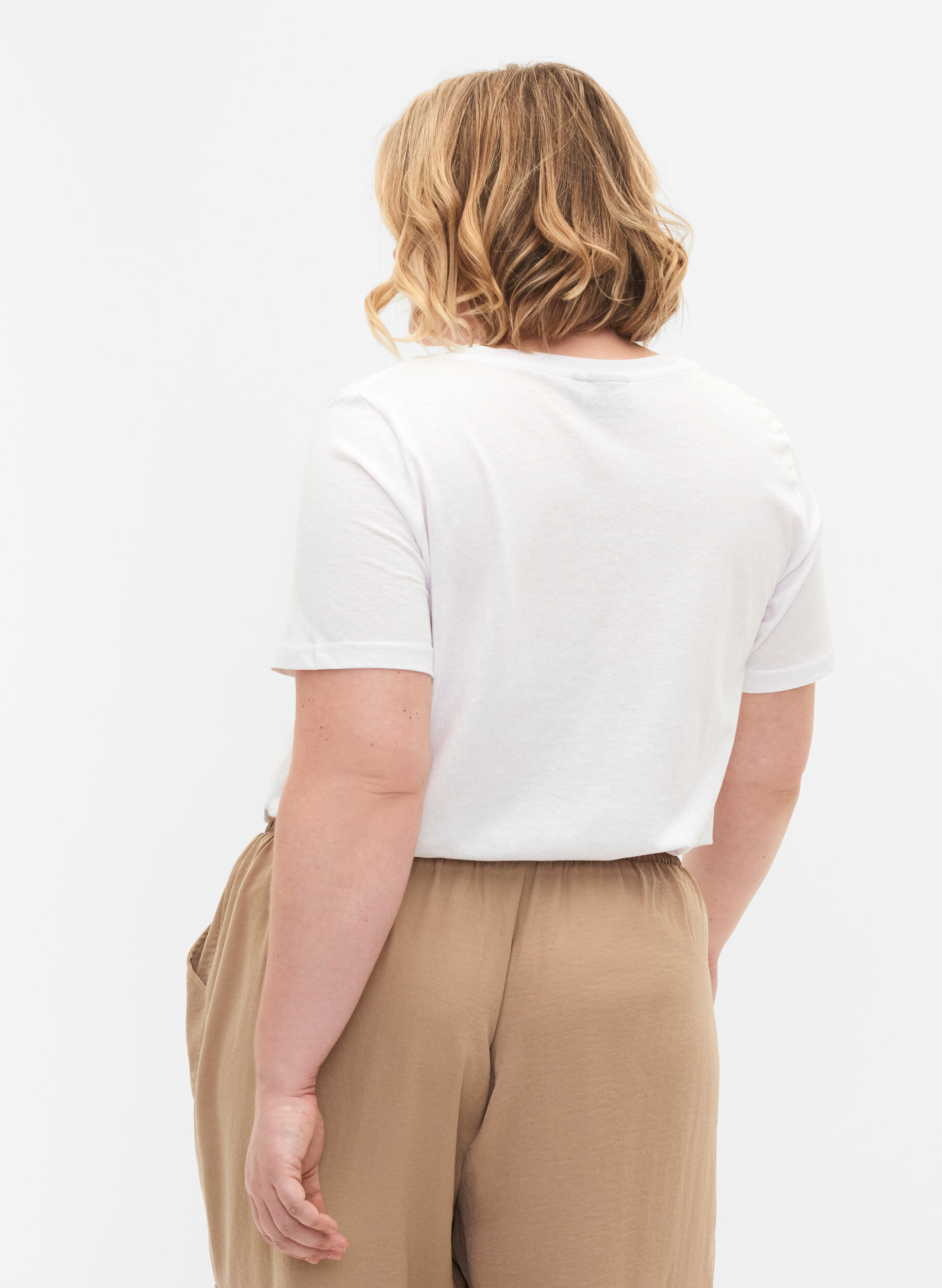 Zizzifashion 2-pack t-shirt with v-neckline, Bright White / Black, Model image number 1