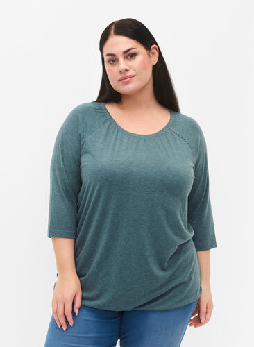 Malange blouse with 3/4 sleeves, Scarab Mel., Model image number 0