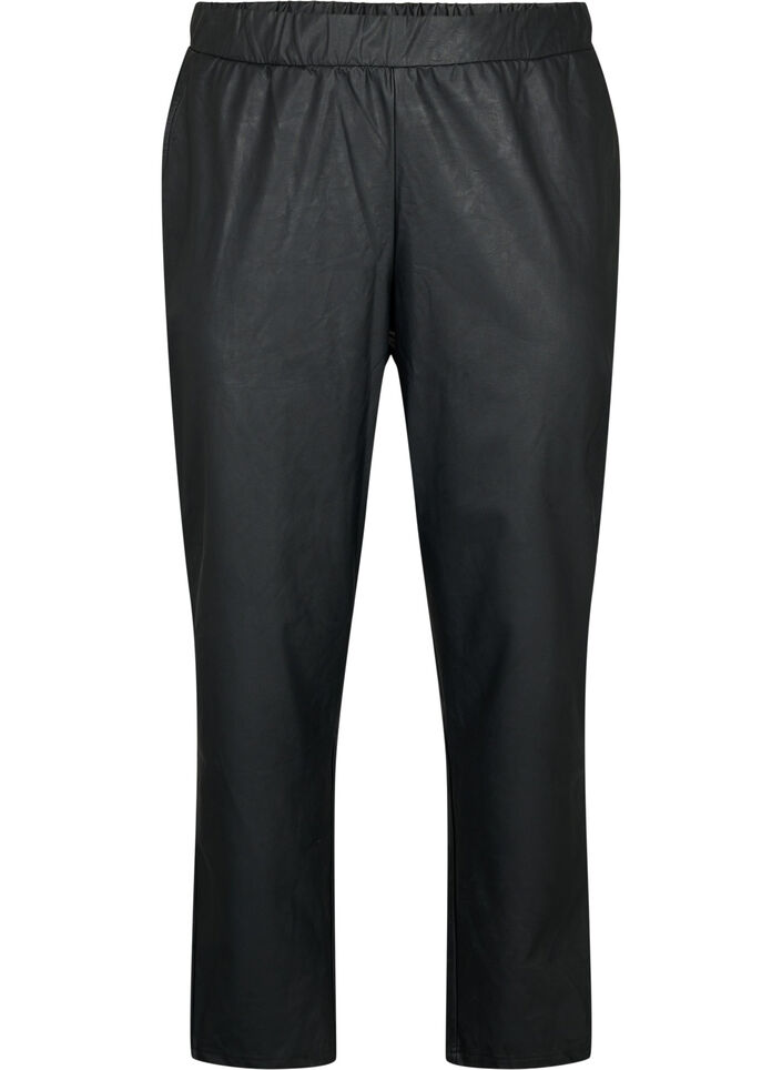Imitated leather pants with pockets, Black, Packshot image number 0