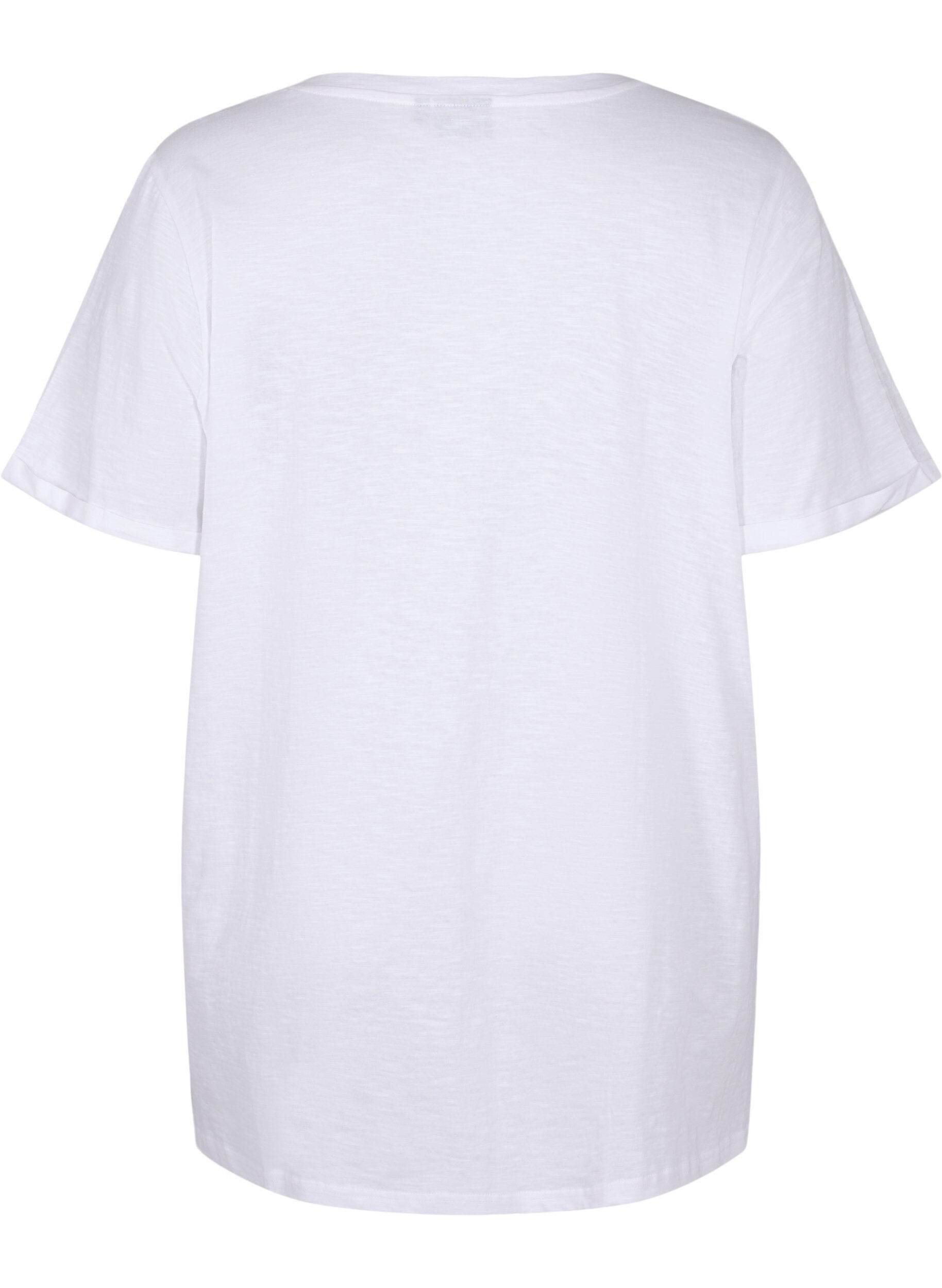 Zizzifashion Single colour oversized t-shirt with v-neck, White, Packshot image number 1