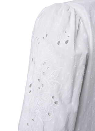 Structured shirt-blouse with embroidery anglaise , Bright White, Packshot image number 3