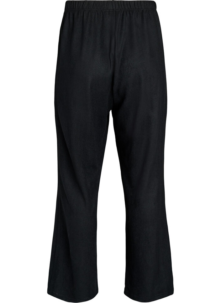 High-waisted wide-leg jersey trousers, Black, Packshot image number 1