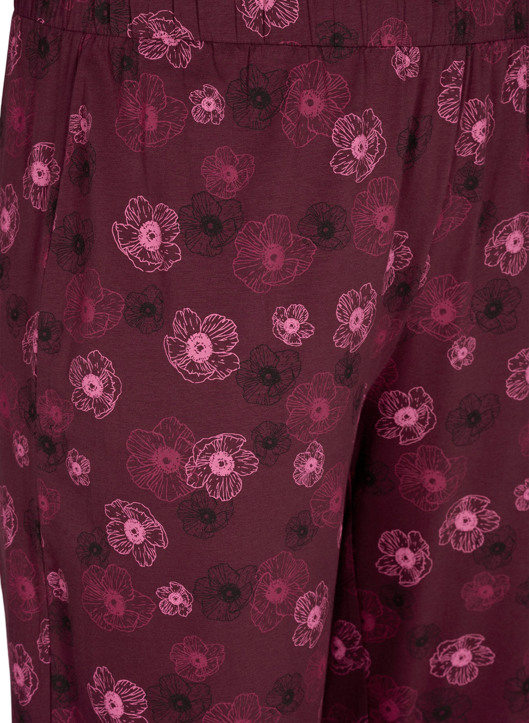 Zizzifashion Cotton pyjamas pants with print, Dark Bordeaux, Packshot image number 2
