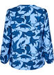 Long-sleeved paisley print blouse with a v-neck, Blue Paisley AOP, Packshot image number 1