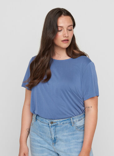 Short-sleeved t-shirt with round neckline, Bijou Blue, Model image number 0