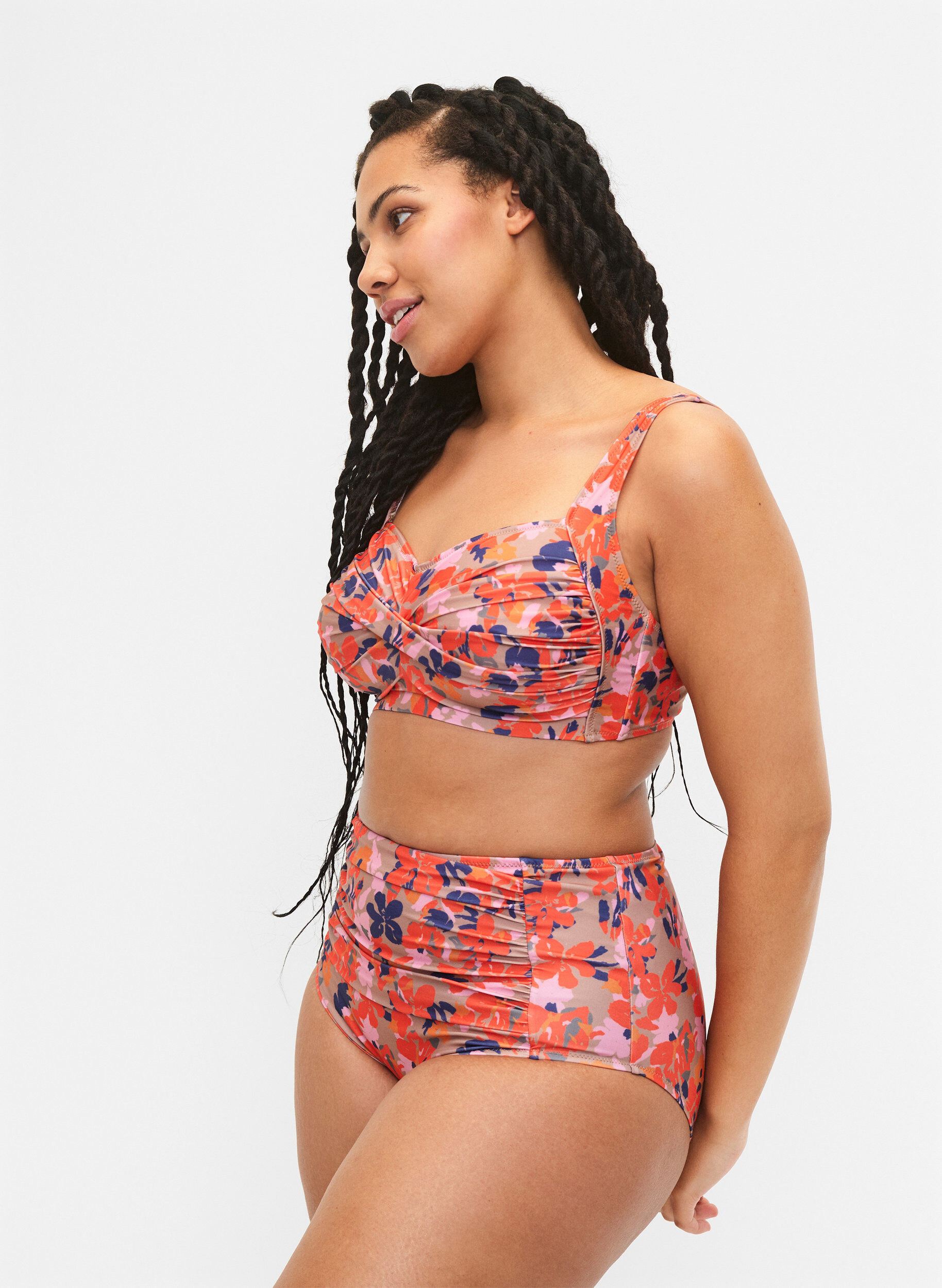 Zizzifashion Printed bikini top, Retro Flower, Model image number 2