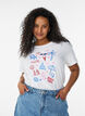 Organic cotton T-shirt with beach print, White, Model image number 0