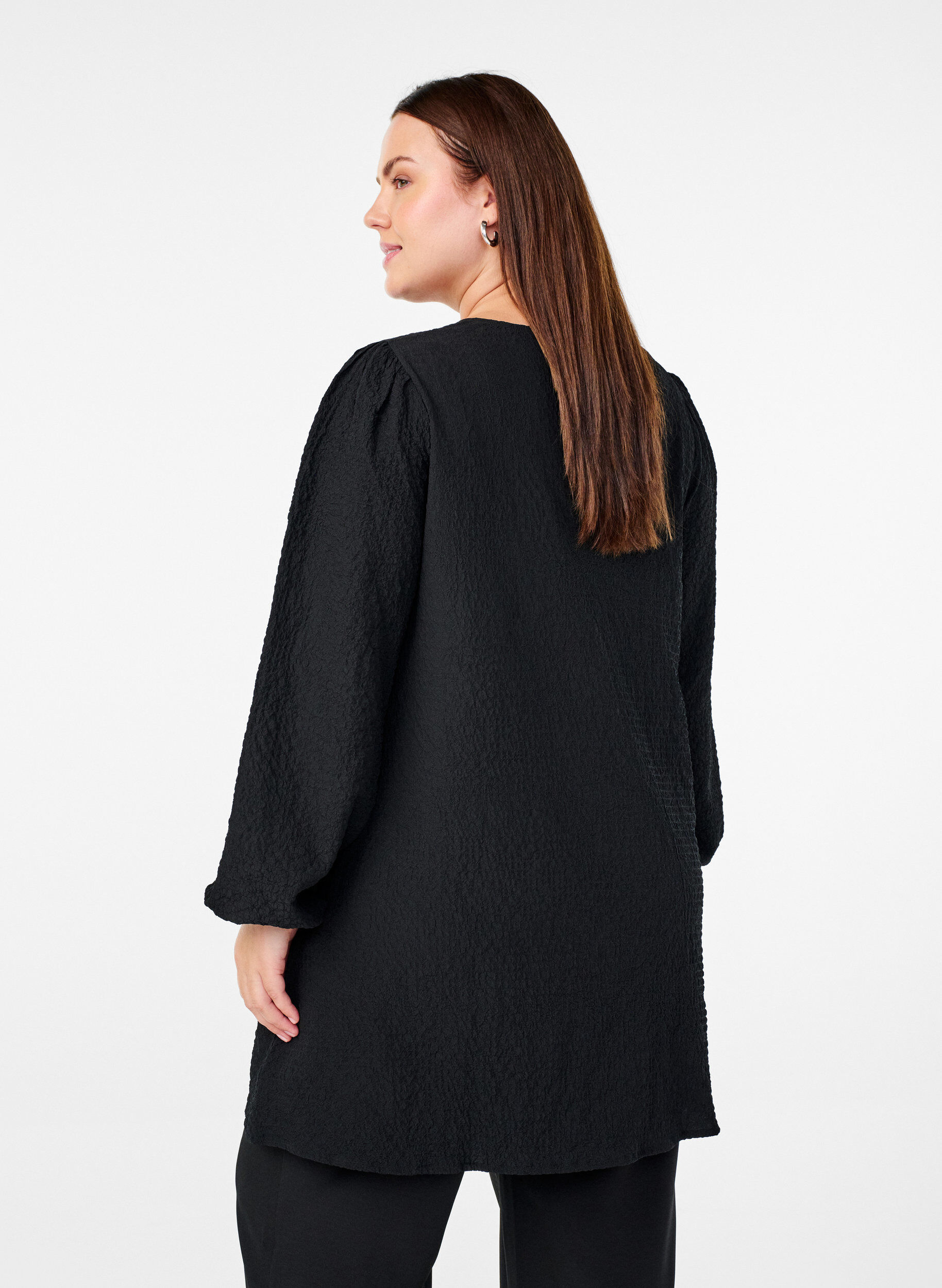 Zizzifashion FLASH - Long-sleeved tunic with a round neck, Black, Model image number 2