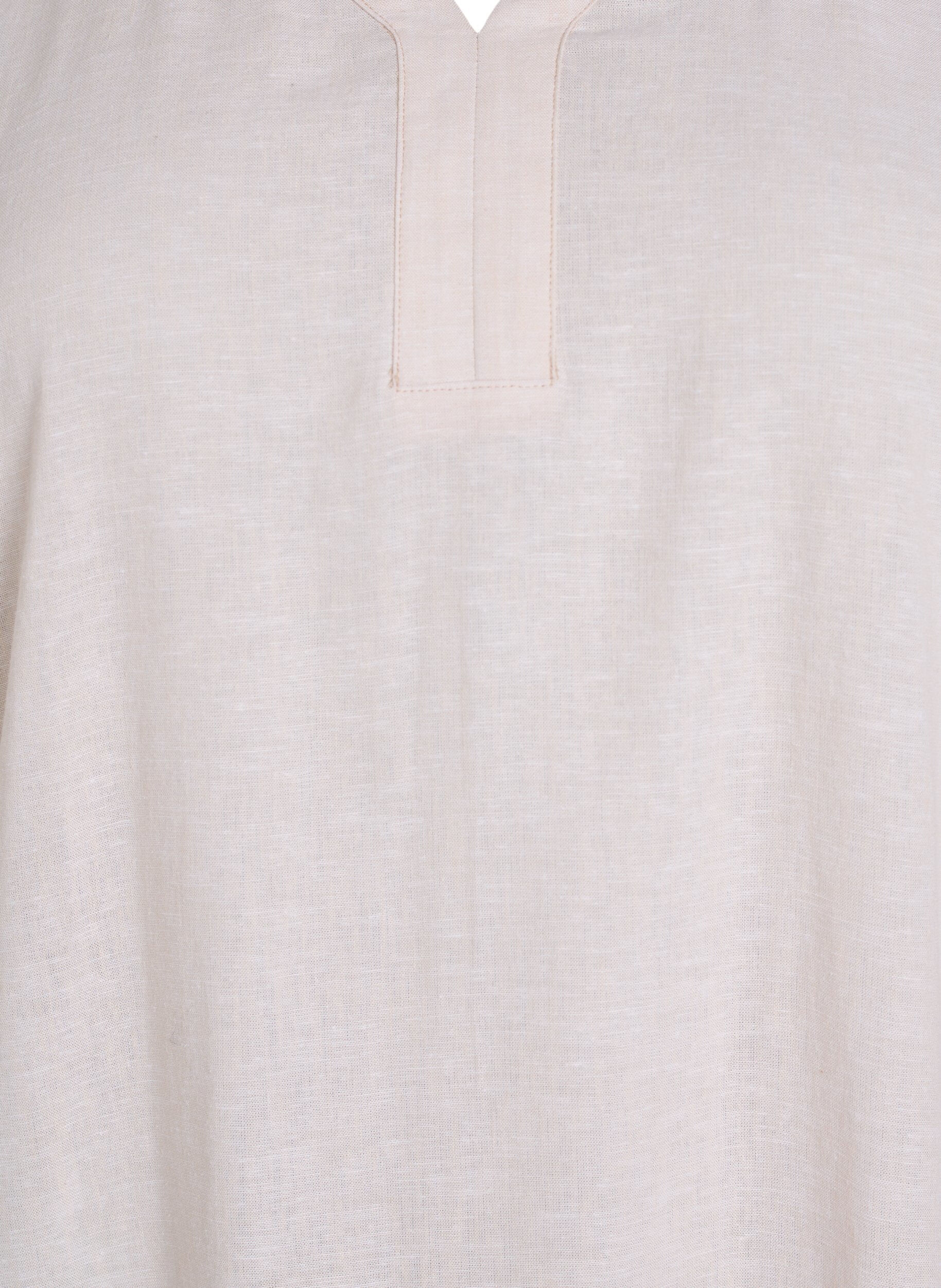 Zizzifashion Midi dress in linen and viscose with short sleeves, Beige, Packshot image number 2